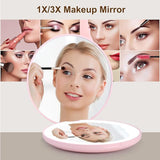 Travel Makeup Mirror With LED Light, Magnifying Mirror With Light Perfect Wife Birthday Gift Ideas, 3.5 Inches 2 Side Compact Mirror Portable For Handbag, Purse, Pocket
