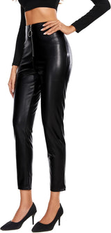 Faux Leather Leggings for Women High Waist Stretchy Skinny Pants