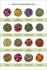 Dried Flowers, Natural Dried Flower Herbs Kit for Bath, Soap Making, Candle Making - 16 Bags Include Dried Lavender, Rose Petals, Jasmine Flower, Gomphrena Globosa (16 Bags)