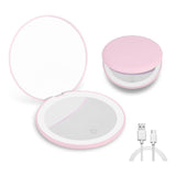 Travel Makeup Mirror With LED Light,  Magnifying Mirror With Light Perfect Wife Birthday Gift Ideas, 3.5 Inches 2 Side Compact Mirror Portable For Handbag, Purse, Pocket